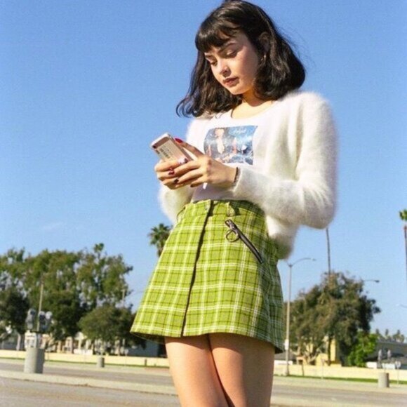 UNIF Dresses & Skirts - UNIF Clue green plaid mini skirt